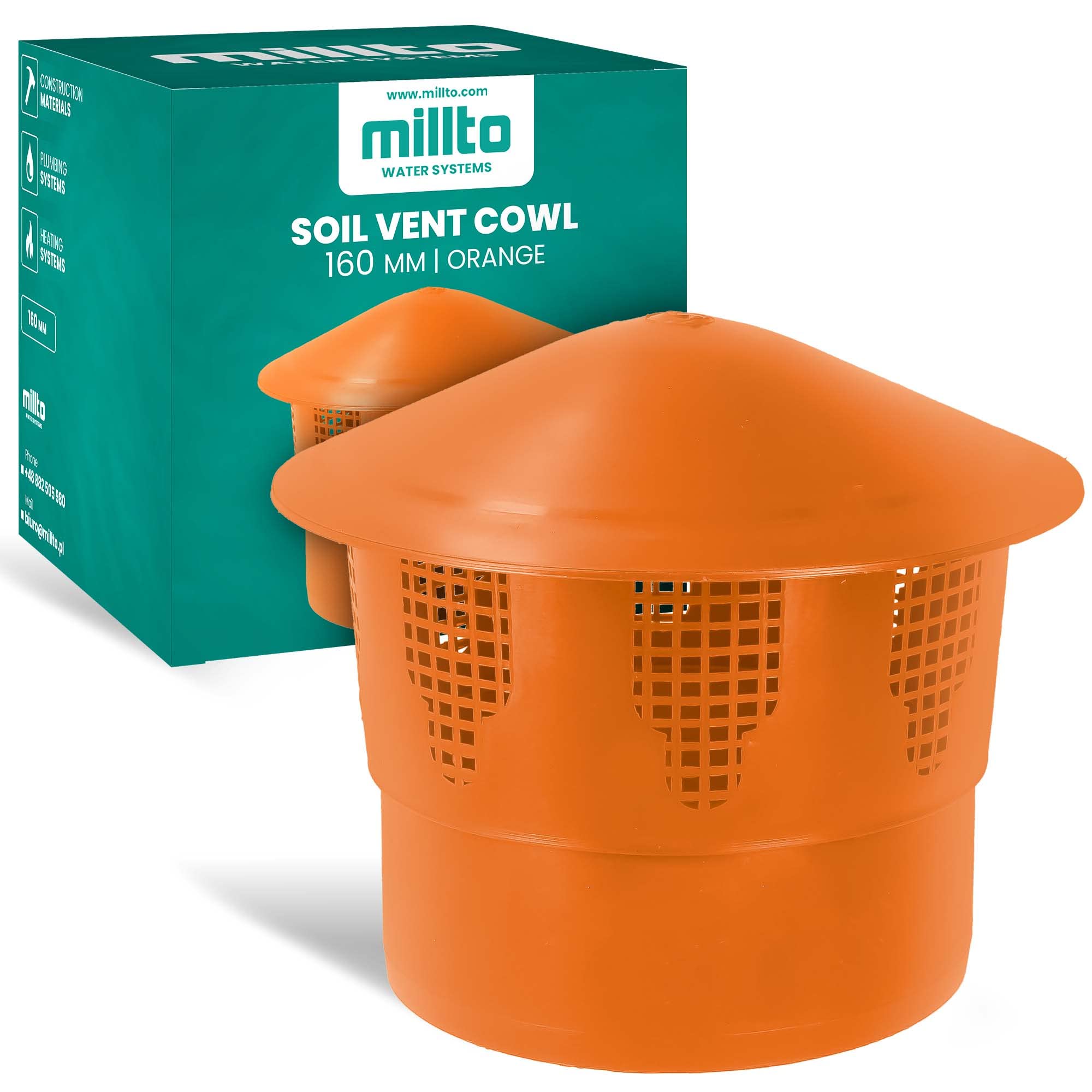 Cubierta De Lluvia Tapa De Ventilación Del Tejado (160 mm | Naranja)