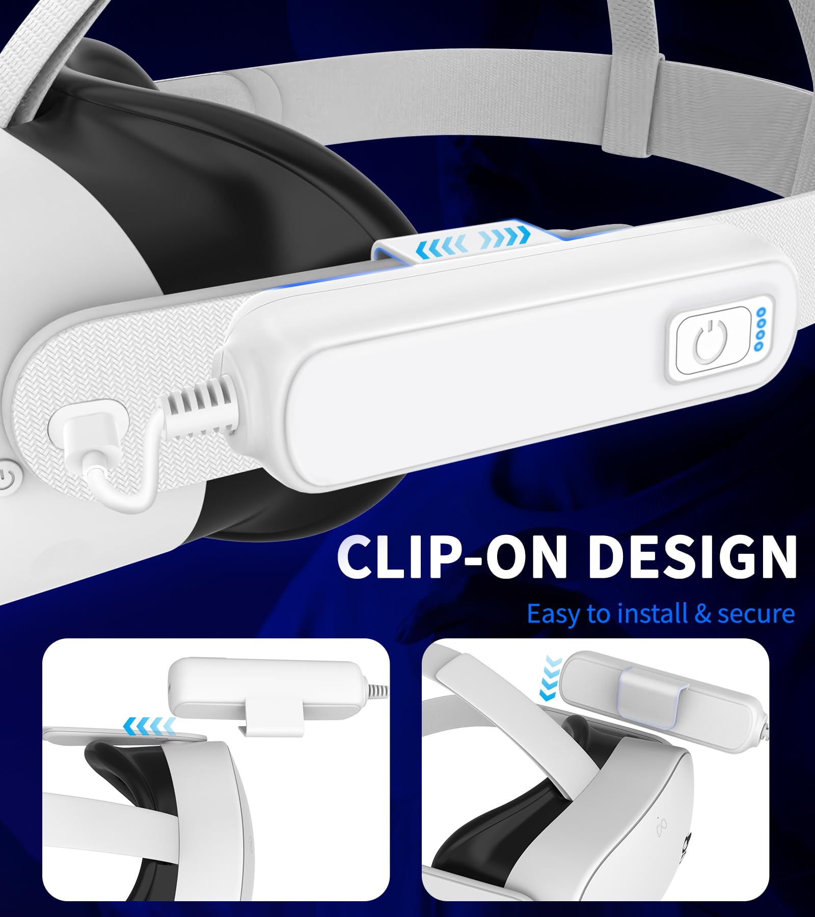 Paquete de 2 baterías de 5000 mAh para Meta/Oculus Quest 3S/3/2, cargador rápido PD VR de 18 W, tiempo de reproducción extendido de 4 a 8 horas, carga rápida dual, bancos de energía con clip, ligero y