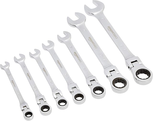 Amazon Basics Flexible Ratcheting Wrench Set- 7- Piece