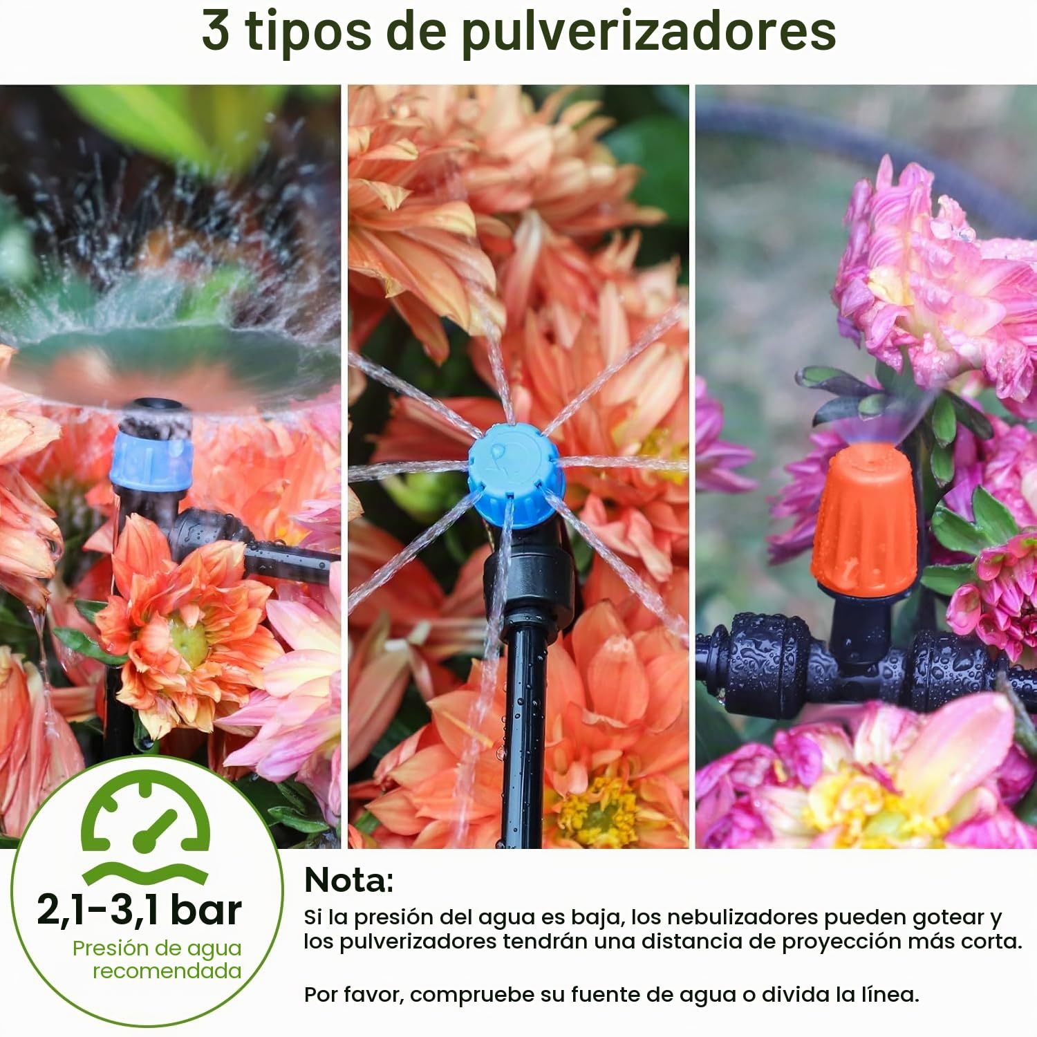 MIXC Kit de Riego de Micro Goteo de 226 Pies,Sistema de Riego Automático Para Plantas de Niebla de Patio con 1/4 y 1/2 Pulgadas de Distribución Manguera y Boquilla Regulable Emisores Aspersor.