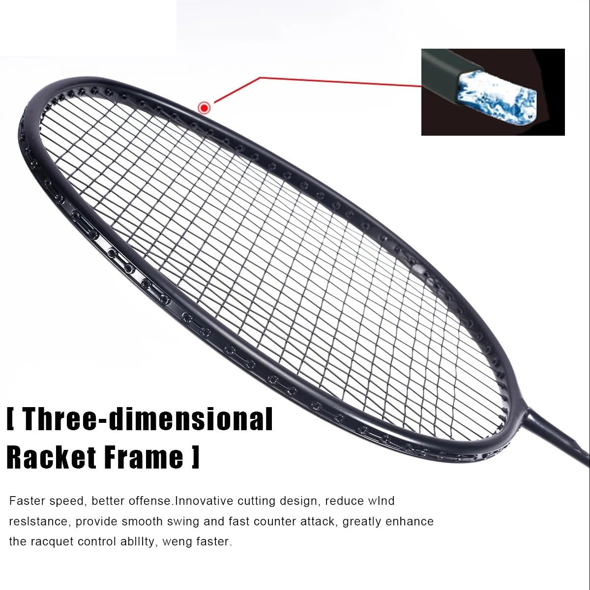 Badminton Set Racchetta da Badminton in Fibra di Carbonio Completa con copricorda e Borsa for Palline gratuiti, Racchetta Offensiva