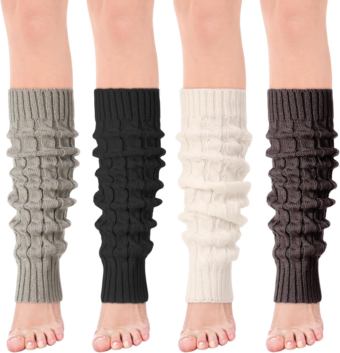 Jspupifip Women Ballet Leg Warmers, 80s Cable Knit Long Legwarmer Extra Soft Leg Warmer for Yoga Ballet Dance