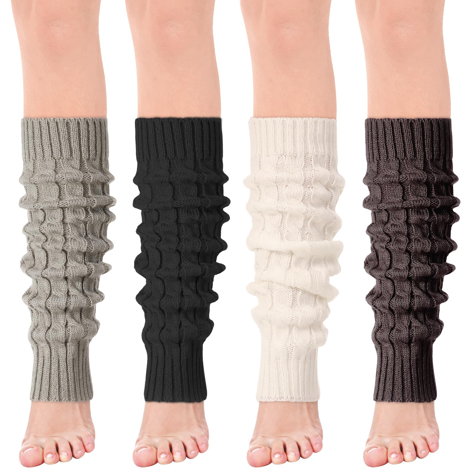 Jspupifip Women Ballet Leg Warmers 80s Cable Knit Long Legwarmer Extra Soft Leg Warmer for Yoga Ballet Dance
