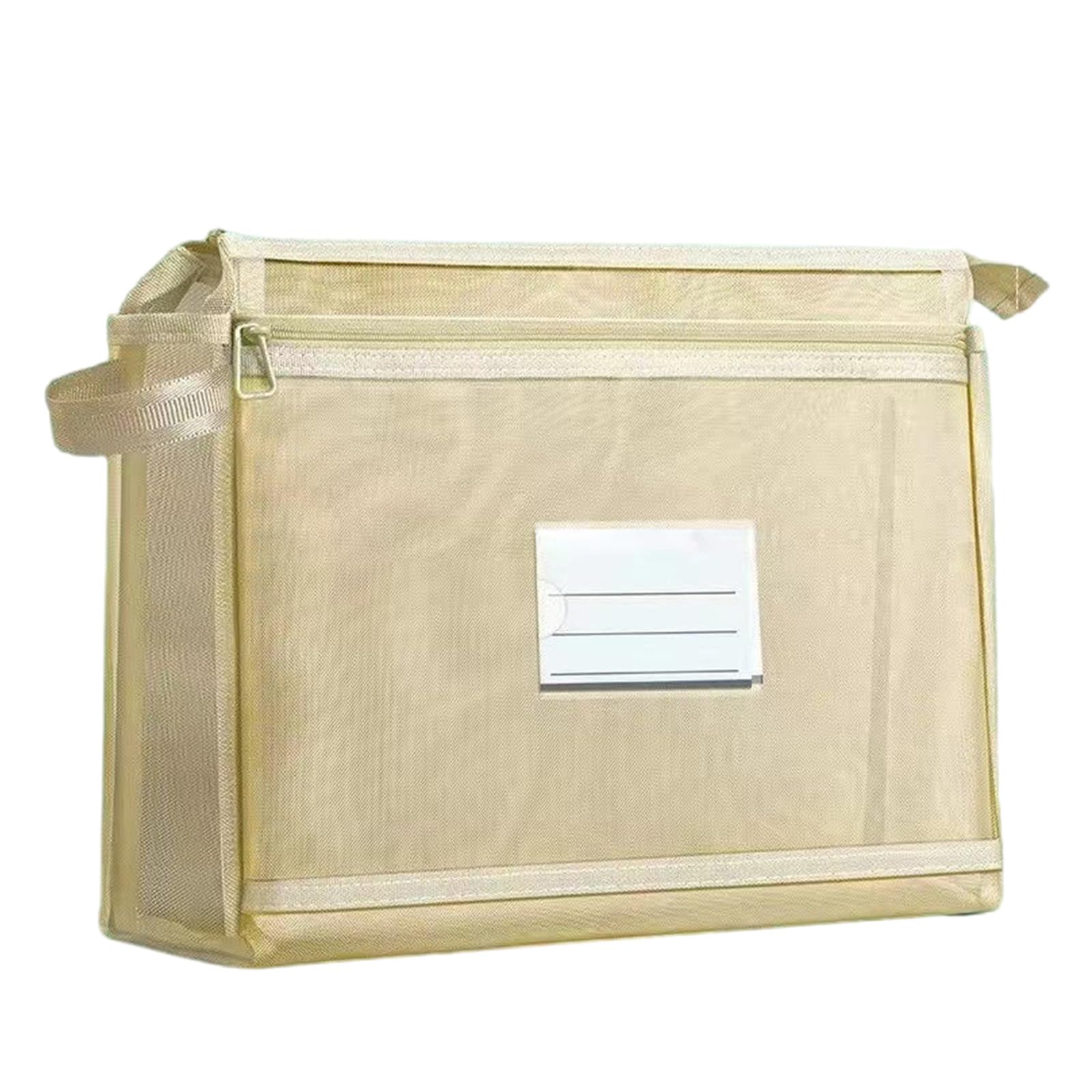 Kalttoy Yellow Layered File Bag Document Organiser With Clear Label Window Book Carrying Case Document Folder With Handle Nylon Pencil Organiser