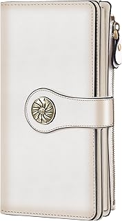 Travelambo Wallets Women RFID Large Capacity Luxury Waxed Leather Clutch Wallet Multi Card Organizer