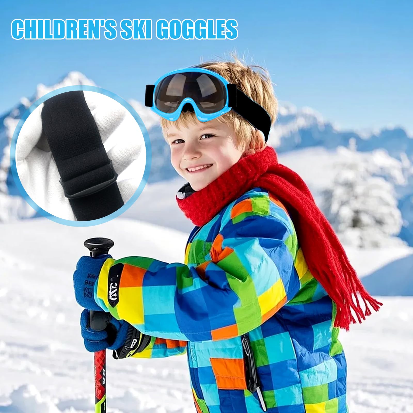 Lunettes de ski pour enfants de 3 à 14 ans - Anti-buée - Pour garçons et filles - Protection UV - Anti-buée - Pour ski, moto, vélo, patinage