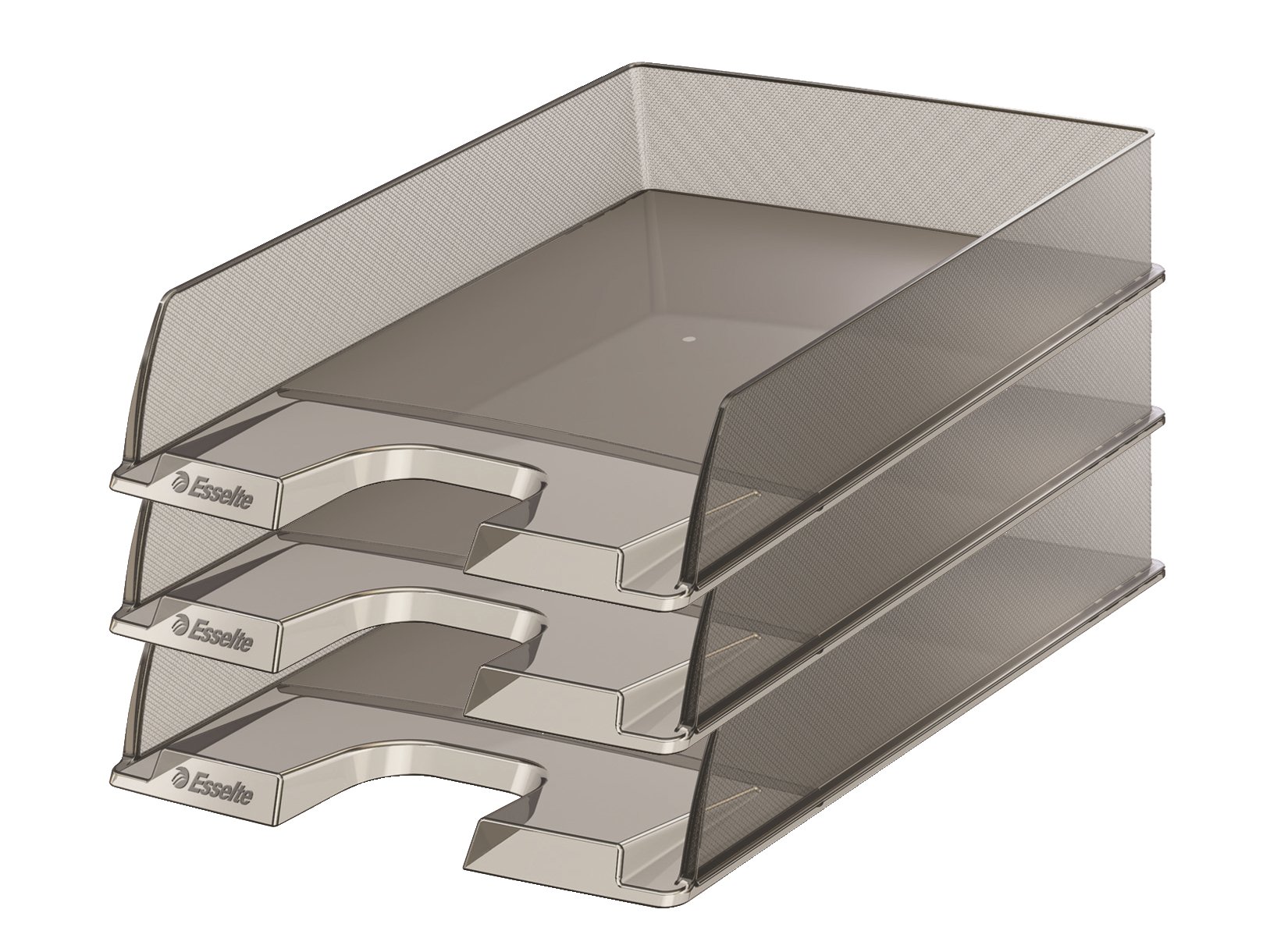Esselte A4 Letter Tray, Transparent Smoked Grey, Pack of 10, Europost Range, 623604