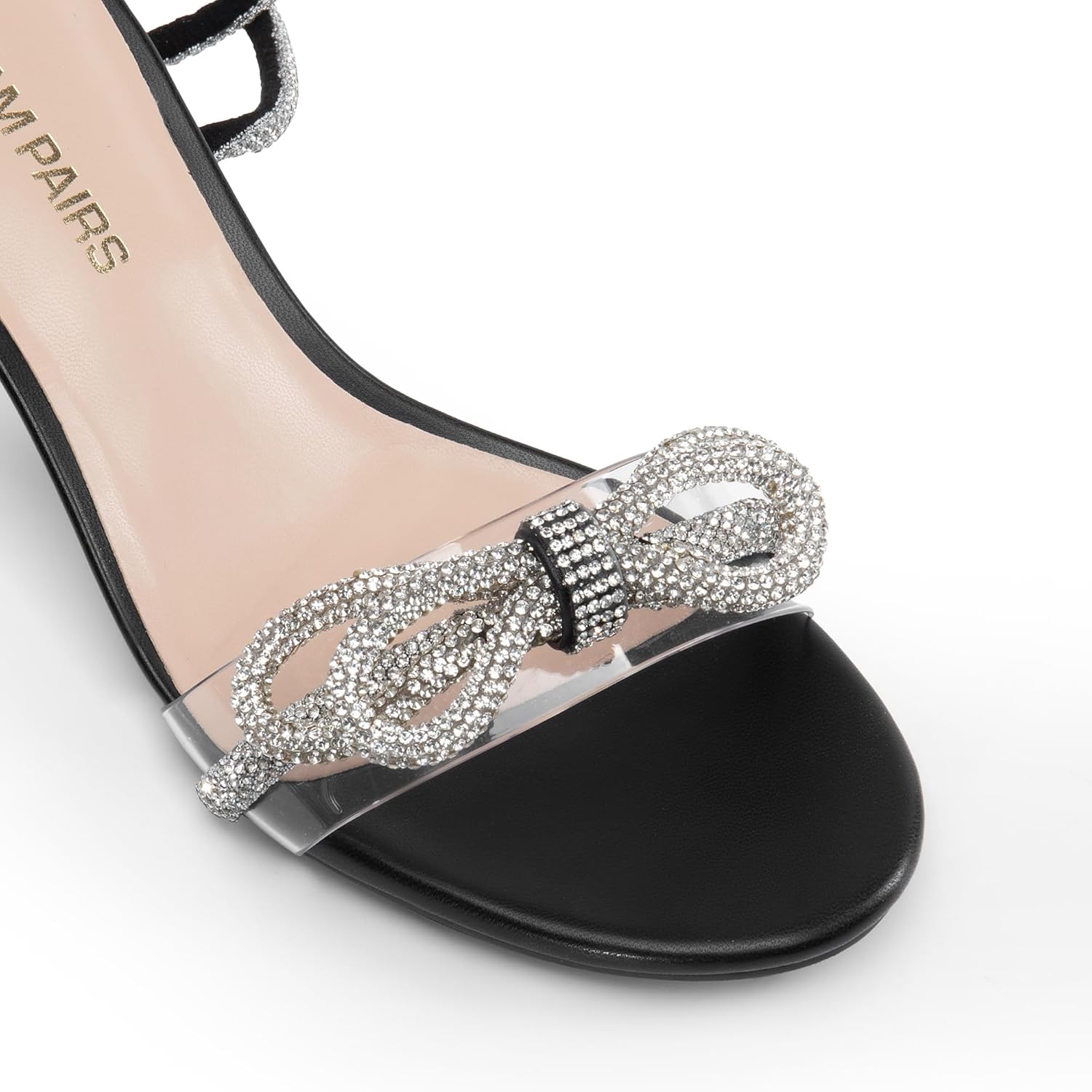 DREAM PAIRS Women's Double Bowknots Crystal Sandals Low Chunky Heels Clear Slingback Dress Shoes for Wedding Bridal Party - Image 6