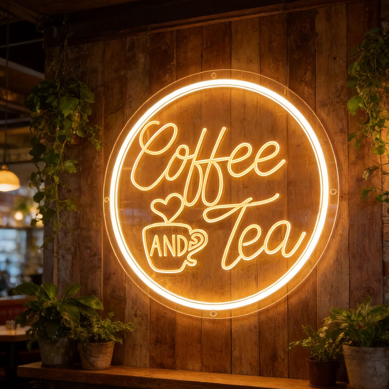 Coffee and Tea Neon Signs Dimmable USB Powerd Coffee Sign for Cafe Station Tea Bar Cafe Shop Restaurants and Birthday Gift(5V 11.8"x 11.8")