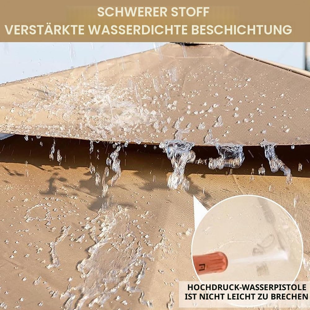 3x4m Rechteckig Sonnenschirm Ersatzbezug Ampelschirm Gartenschirm Ersatz Abdeckung 8 Streben Terrassenschirm Ersatzabdeckung(Gray,4x3m/13x9.8ft)