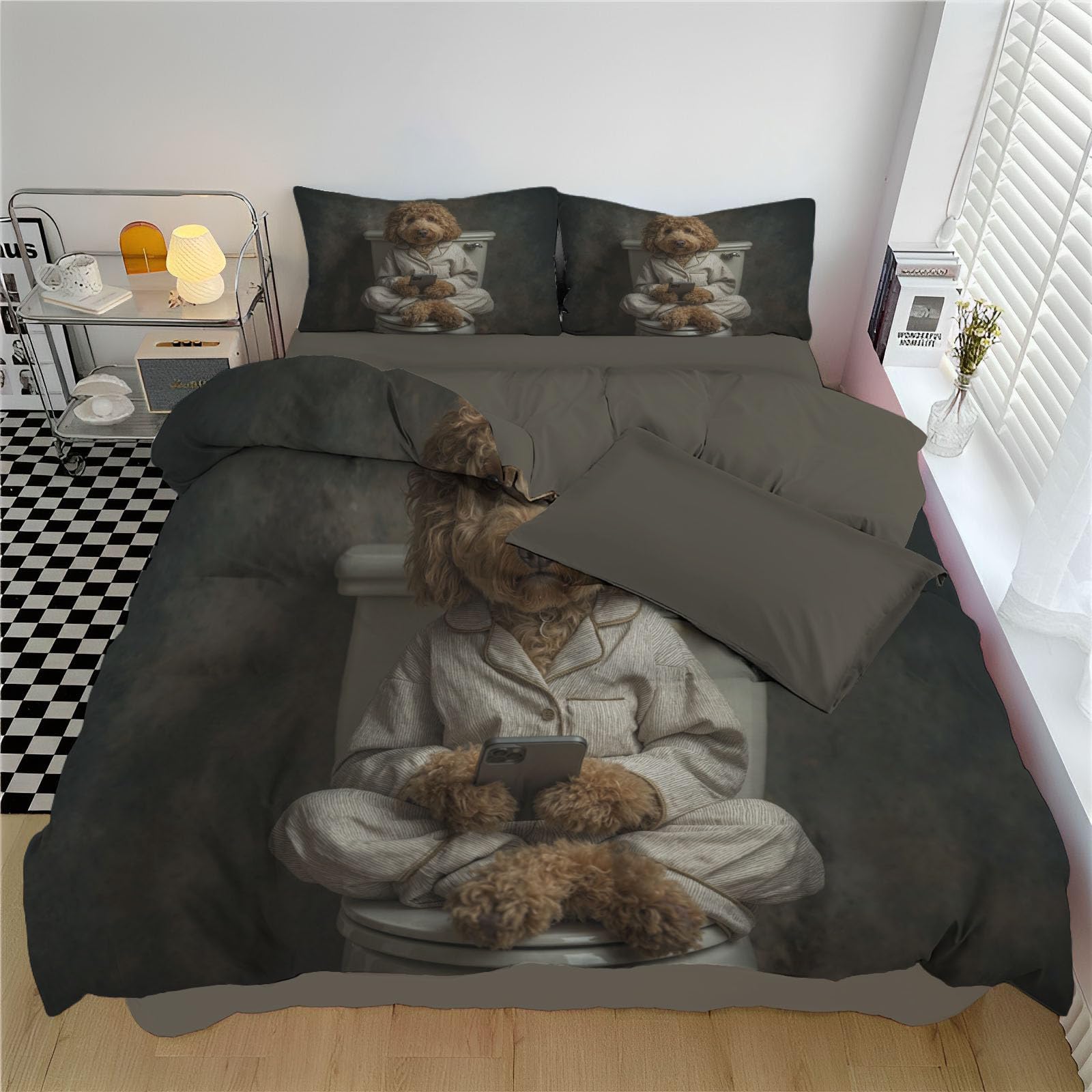 Housse de couette 240x260 cm motif chien pour une ambiance cocooning et chaleureuse