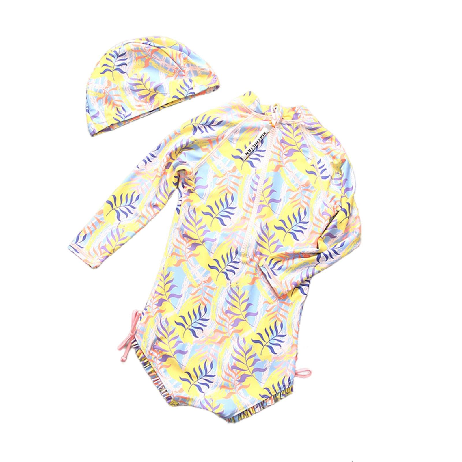 Maillot de Bain 1 Pièce Fille 1~8Y Maillot De Bain pour Les Filles Body Hat-Pink,100 Cm(3-4 Y)