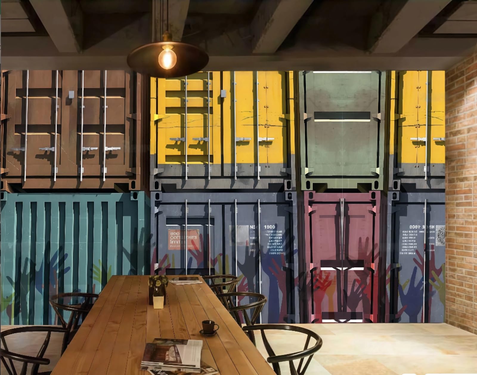 Tapeta Retro Nostalgiczne Malowane Graffiti Pojemnik Na Żywność Catering Bar Napoje Sklep Tło Ściana Zachodnia Restauracja Tapeta Kawa Mural, 3D, 150 x 105 cm