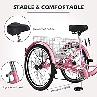 Vista 146 de H&ZT Triciclo para adultos, bicicleta de 3 ruedas, triciclo crucero, con engranaje de 7 velocidades, mango de freno de estacionamiento, escalón