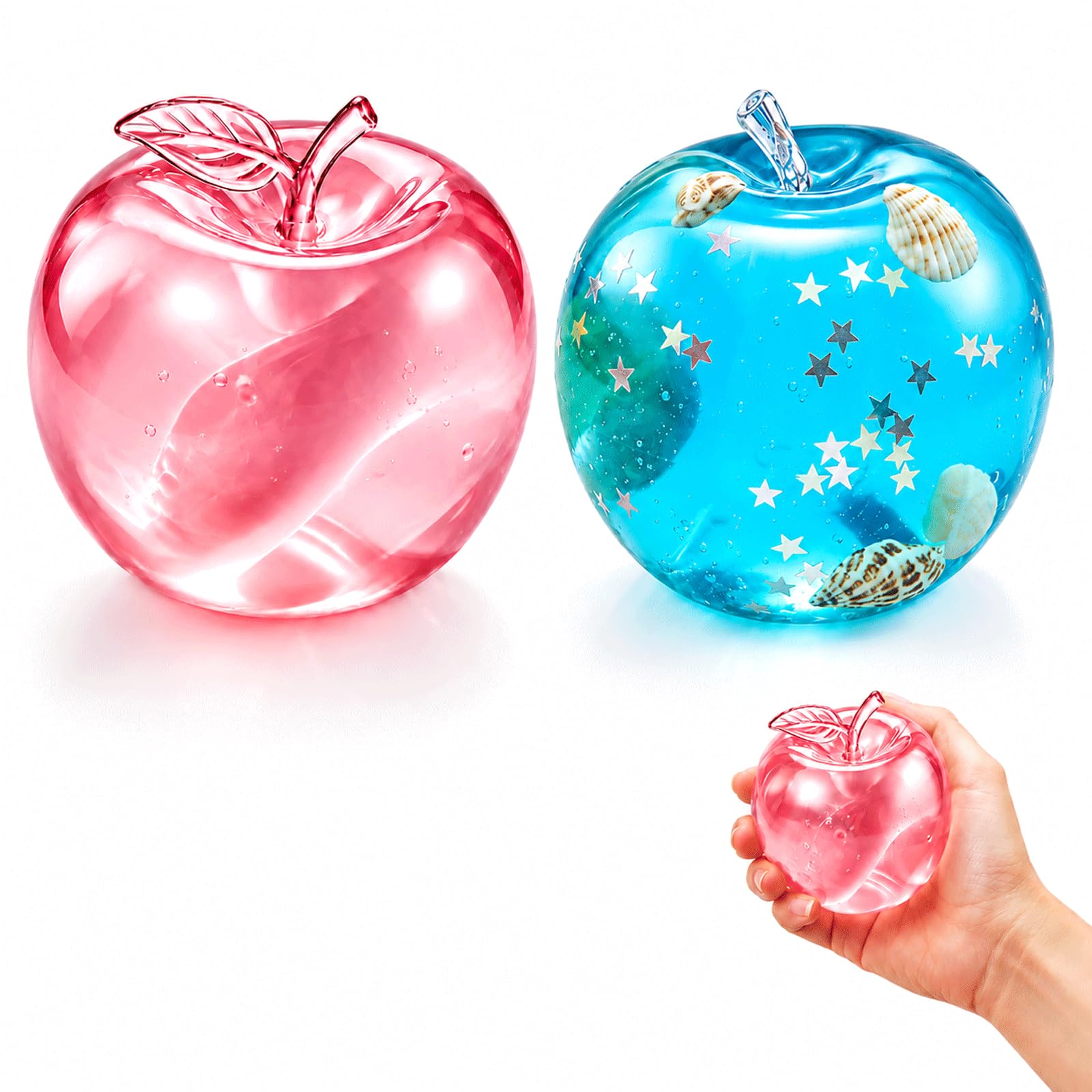 ZZHLYQ 2 PCS Apple Squishy, Squishy Apple, Slushy AppleSquishy, Sensory Stress Relief Tool, Office Desk Companion, Home Decoration, Anxiety Management, Pink and BlueApples, Soft Slow-Rising Material