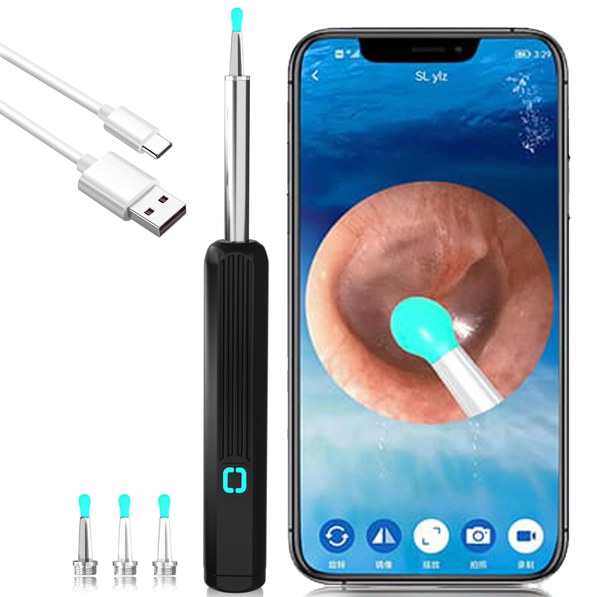 BRIVAL Ear Wax Remover Tool with Camera -1296P HD Ear Wax Cleaner with 3.6mm Lens,6 LED LIght - Wireless Otoscope for Ear Wax Removal with 4 Ear Spoon - Compatible with iOS and Android (Black) (B0D4YS25PG) Amazon Price History, Amazon Price Tracker