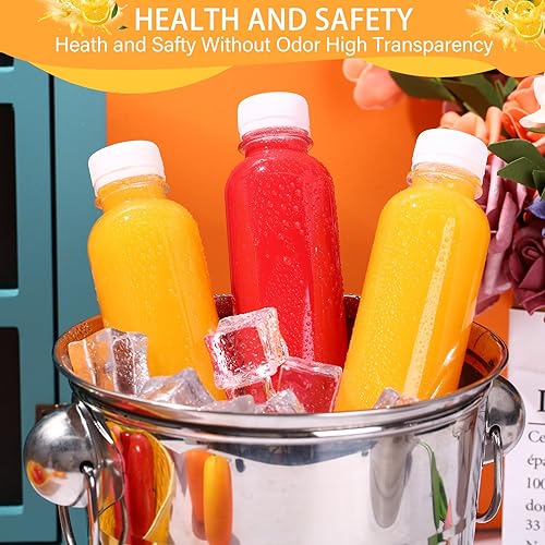 Miniatura 4 de 200 botellas de jugo para jugo, botellas de plástico para jugo con tapas, botellas transparentes a granel con tapas, botellas de PET vacías