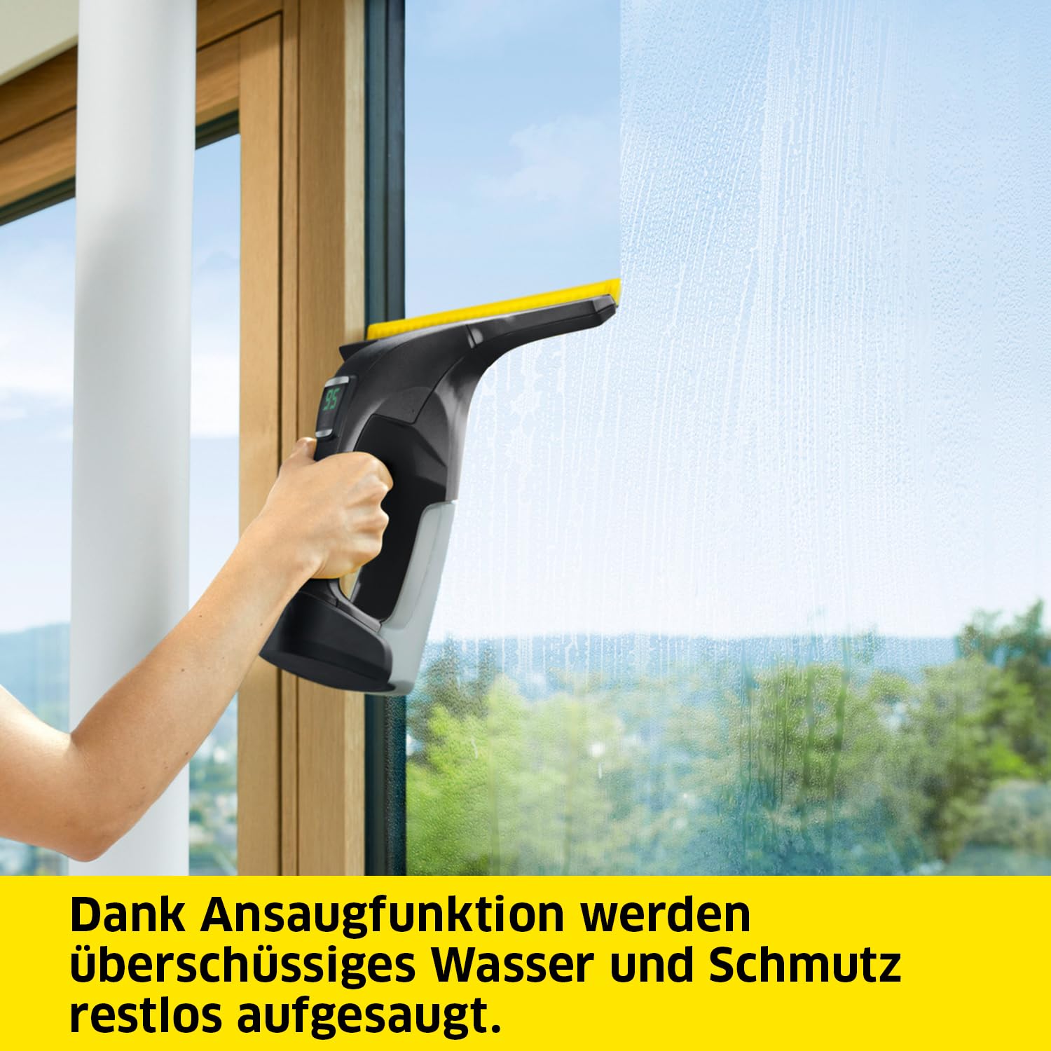 KÄRCHER Akku-Fenstersauger WV 6 Plus Multi Black Edition, 100 min Akkulaufzeit, Sprühflasche, Mikrofaserbezug