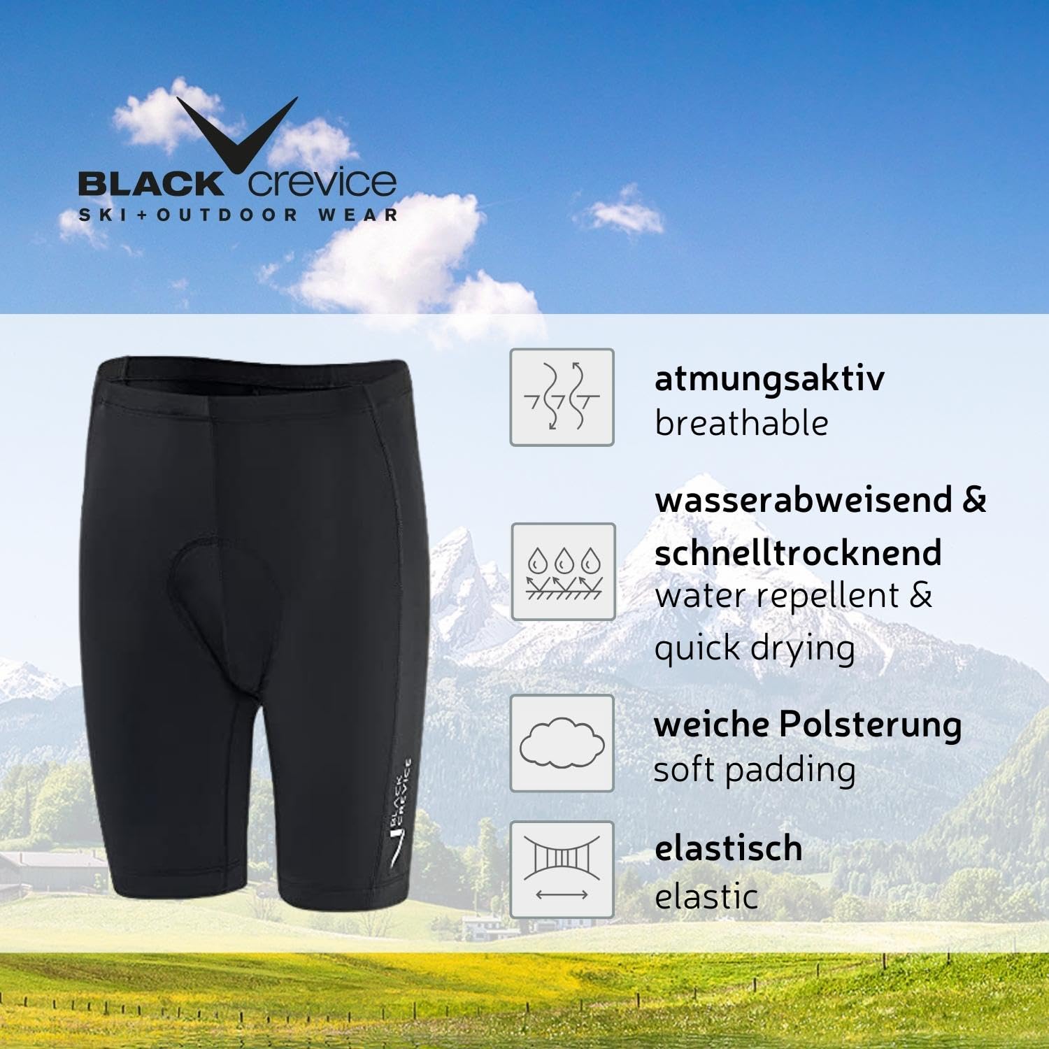 Black Crevice Damen Fahrradhose - Shorts - Occasionnel - Femme