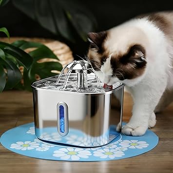 Bebedouro para Gatos e Cães Wadukud Inox 2,2L com Carvão Ativado