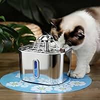 Bebedouro para Gatos, Fonte de Água Automático para Gato Silenciosa Inox Carvão Ativado Fluxo 360° LED Indicador Bebedouro para Gatos e Cães (2,2L, MG00)