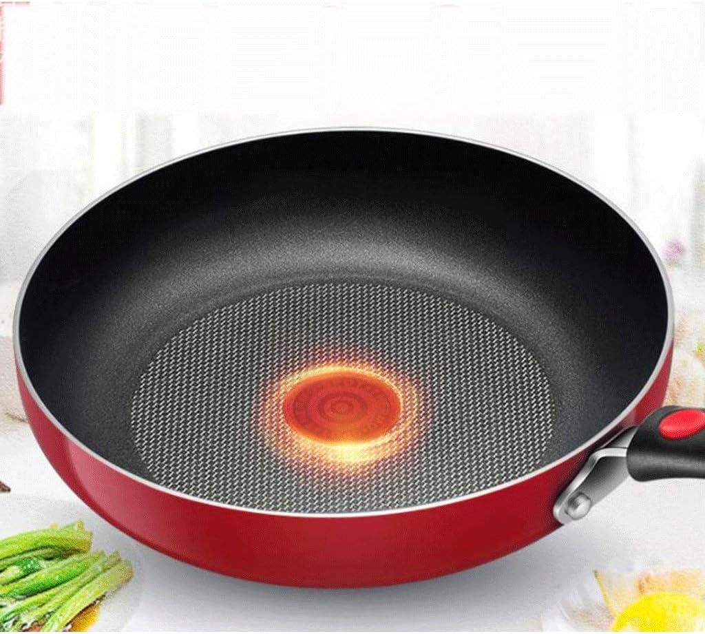 JSEIAJB Nonstick Saute Pan Covered with Tempered Glass Lid ， Fry Frying or as Saucepan Non Stick and Deep Large and Ovenproof ，Red(Small)