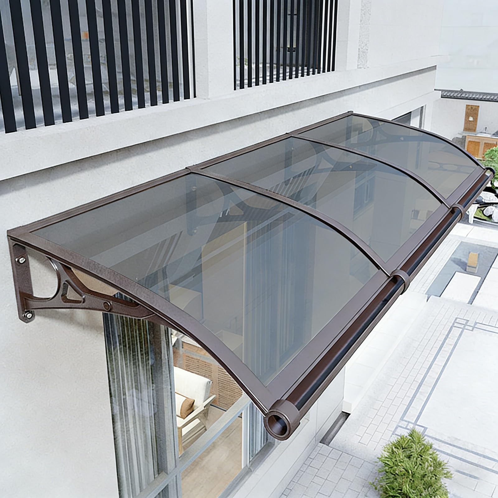 GJMSSMY Outdoor Door Canopy, Reinforced Aluminum Awning for Doors & Windows, Snow & Sun Protection, Ideal for Entryway, Balcony & Terrace (Gray, 100x280cm / 39x110)