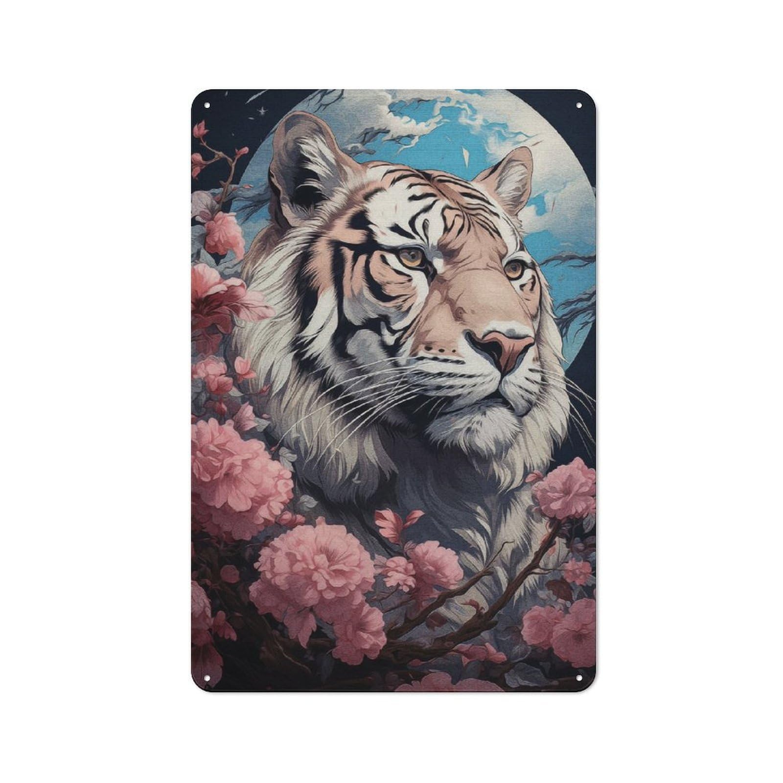 Junmoney Tigris Tin Wall Plaque 30X20cm With For Kitchen Or Home Bar, Metal Sign Decor For Dining Areas And Home Bars