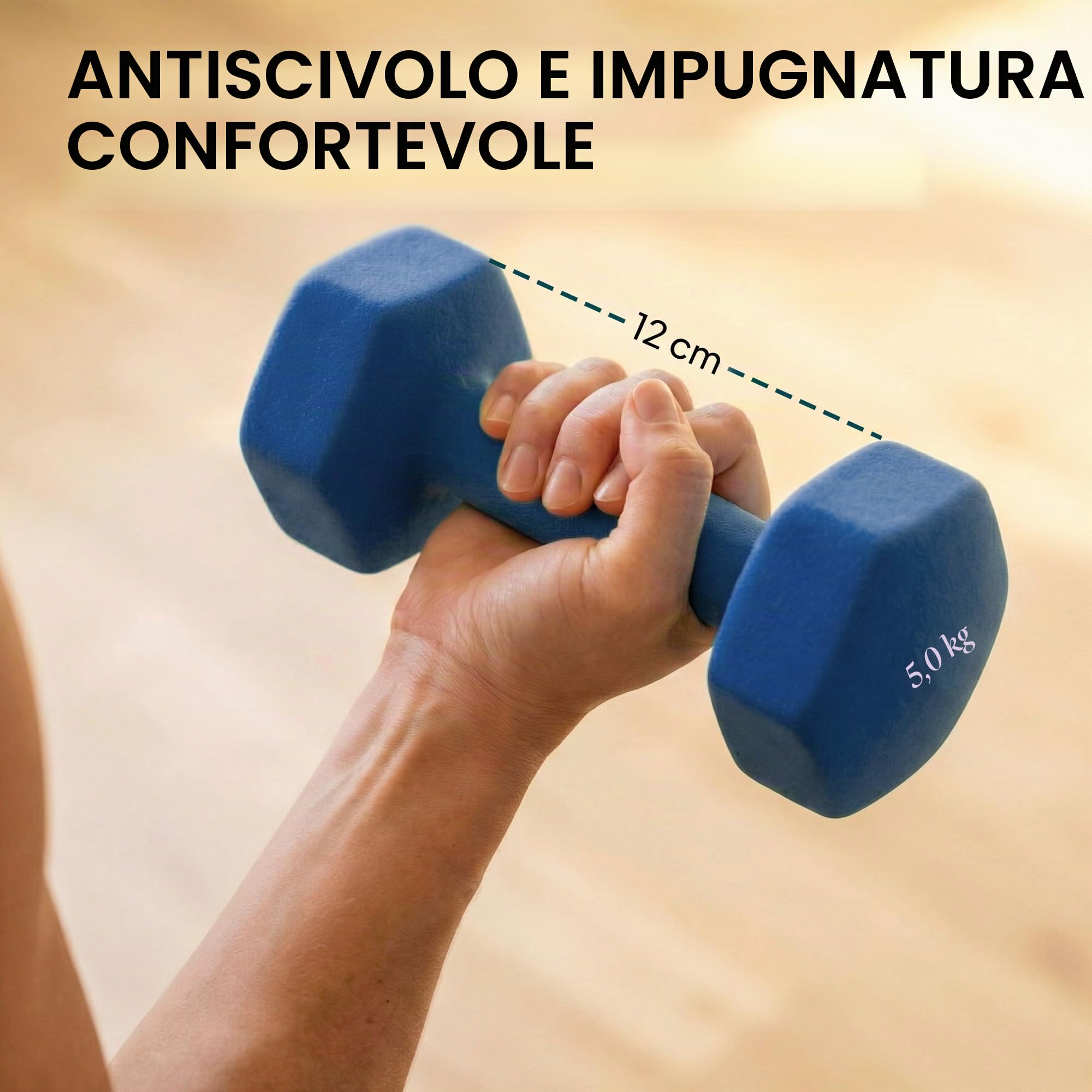 SPORTNOW Set di 3 paia di manubri con supporto antiscivolo, 1-5 kg, set di manubri esagonali per allenamento a casa, palestra