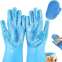 2PCS Dog Bathing Gloves & Shower Brush - 3000 Silicone Bristles for Grooming, Deshedding, Massage - Perfect for Dogs & Cats