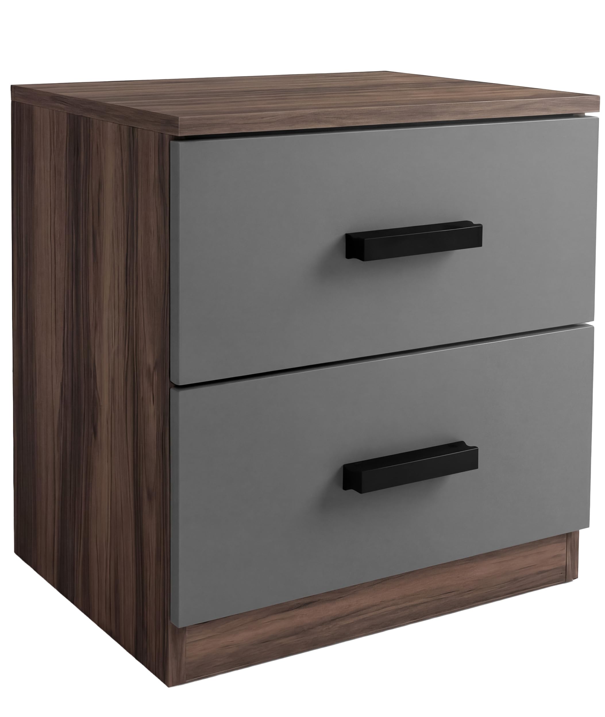 Blisswood Chest of Drawers, 2 Drawer Bedroom Chest of Drawers, Chest of Draws with Smooth Metal Runners Bedside Table Cabinet for Living Room Office Furniture 40Wx 36Dx 45H cm (Walnut+Grey)