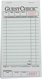 National Checking G3632 Guest Check Pad with Customer Receipt Stub 3 1/2 x 6 3/4 50 Checks/Pad