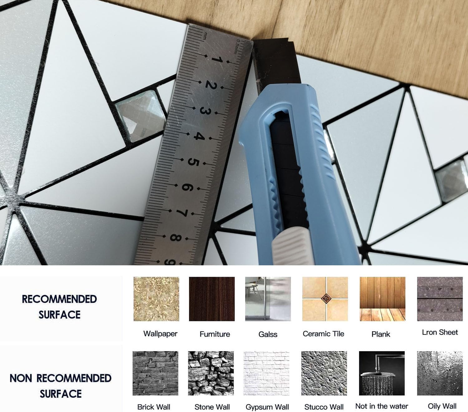 10 Sheets Peel and Stick Backsplash Tile, Self-Adhesive Mosaic Tile, Stick on Kitchen, Bathroom Vanities, Fireplace Décor, Laundry Table (White+Light Blue)