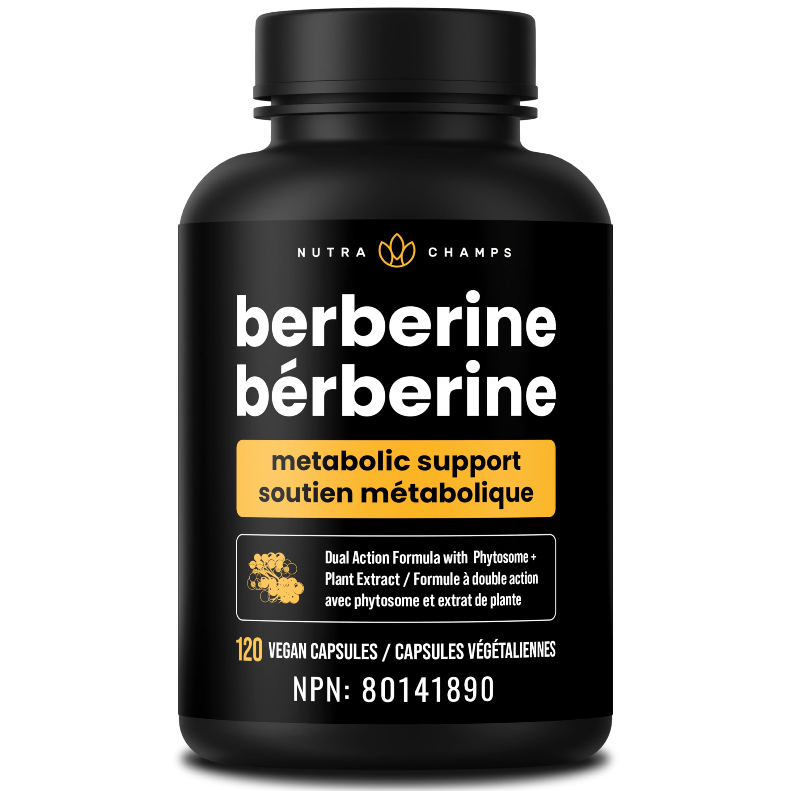 NutraChamps Berberine Supplement | Ultra High Strength 97% Purity | Berberine HCL 1500mg + Berbevis Phytosome Extract for Enhanced Absorption & Metabolic Support | Premium 500mg 90 Vegan Capsules