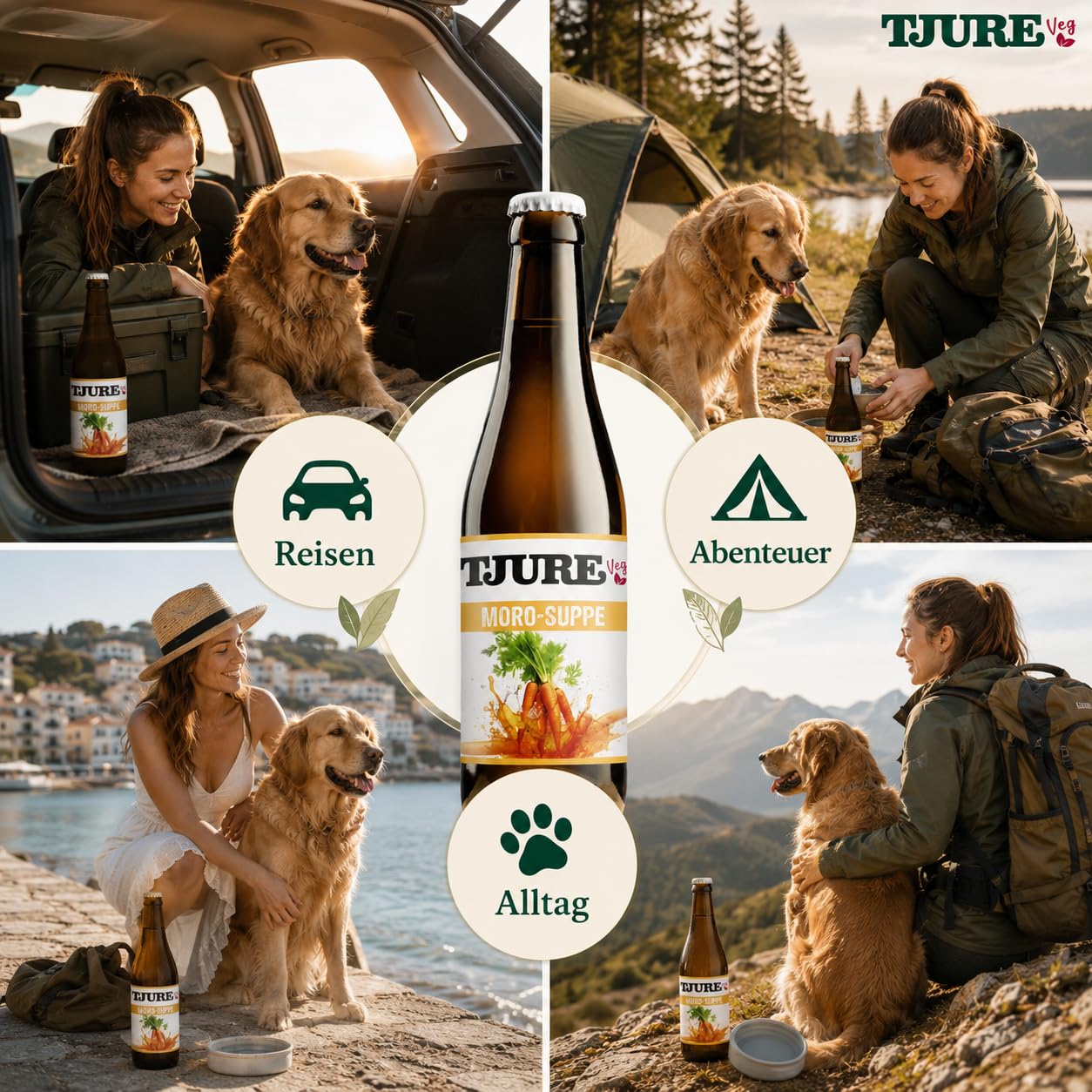 Tjure Morosche Karottensuppe Hund & Katze | 10+2 320 ml Aktion | Schonkost für besondere Phasen | Moro Suppe für Hunde aus Wasser, Karotten & Meersalz | Ohne Zusatzstoffe | Made in Germany