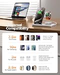 EXW Wireless Charger Stand 3 in 1,Charging Station for Apple Devices, Fast Wireless Charger for iPhone 17 16 15 14 13 12 11 Series, AirPods Pro4/3/2, Apple Watch10/9/8/7/6/SE/5/4/3/2 (White)
