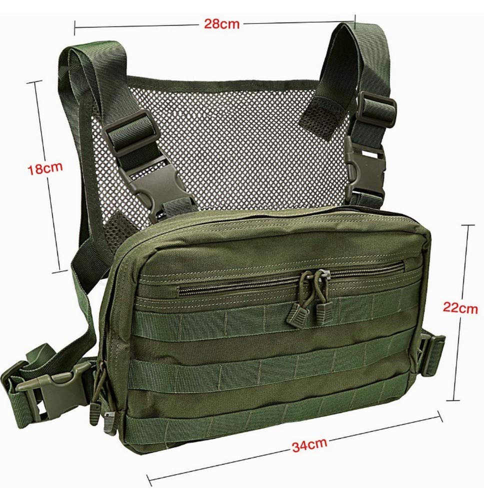 Clape Functional Chest Bag Tactical Molle Chest Pack Hip Hop Streetwear Rig Pouch Combat Vest Pouch Laptop Backpack Green BDB03 - Image 3