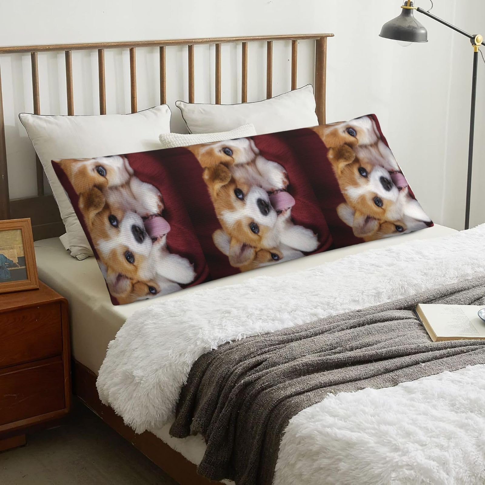 Welsh Corgi Dog, Body Pillow Cover with Zipper,Long Body Pillowcase 20 x 60 in