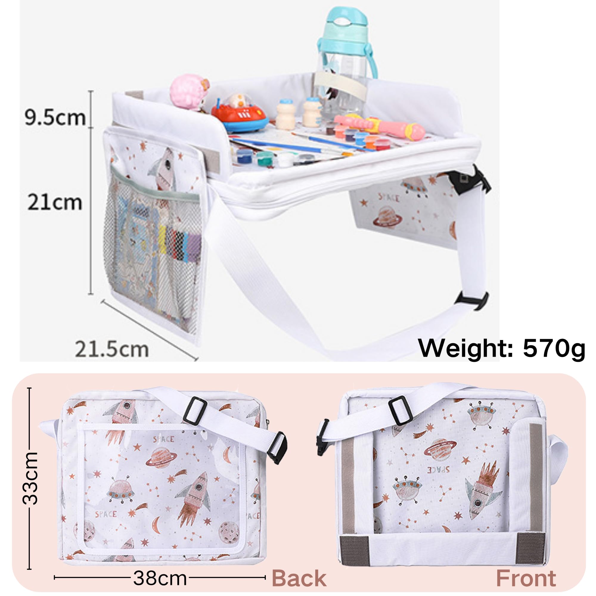 SUQ Bambini Vassoio di Viaggio, Bambini Piccoli Seggiolino Auto Lap Desk, Tavolo Seggiolino per Bambini Lungo Viaggio, Vassoio Attività Multifunzionale per Disegnare, Guardando Tablet, Spuntini