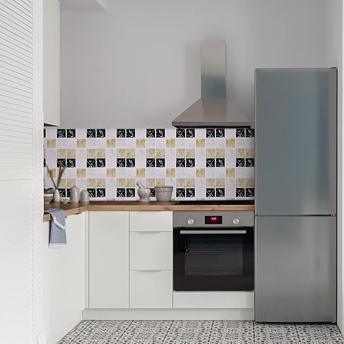 Miniatura 7 de uxcell Adhesivo de pared para despegar y pegar, 25 hojas de 4 x 4 pulgadas, impermeable, tamaño pequeño, mosaico, autoadhesivas, para cocina, baño,