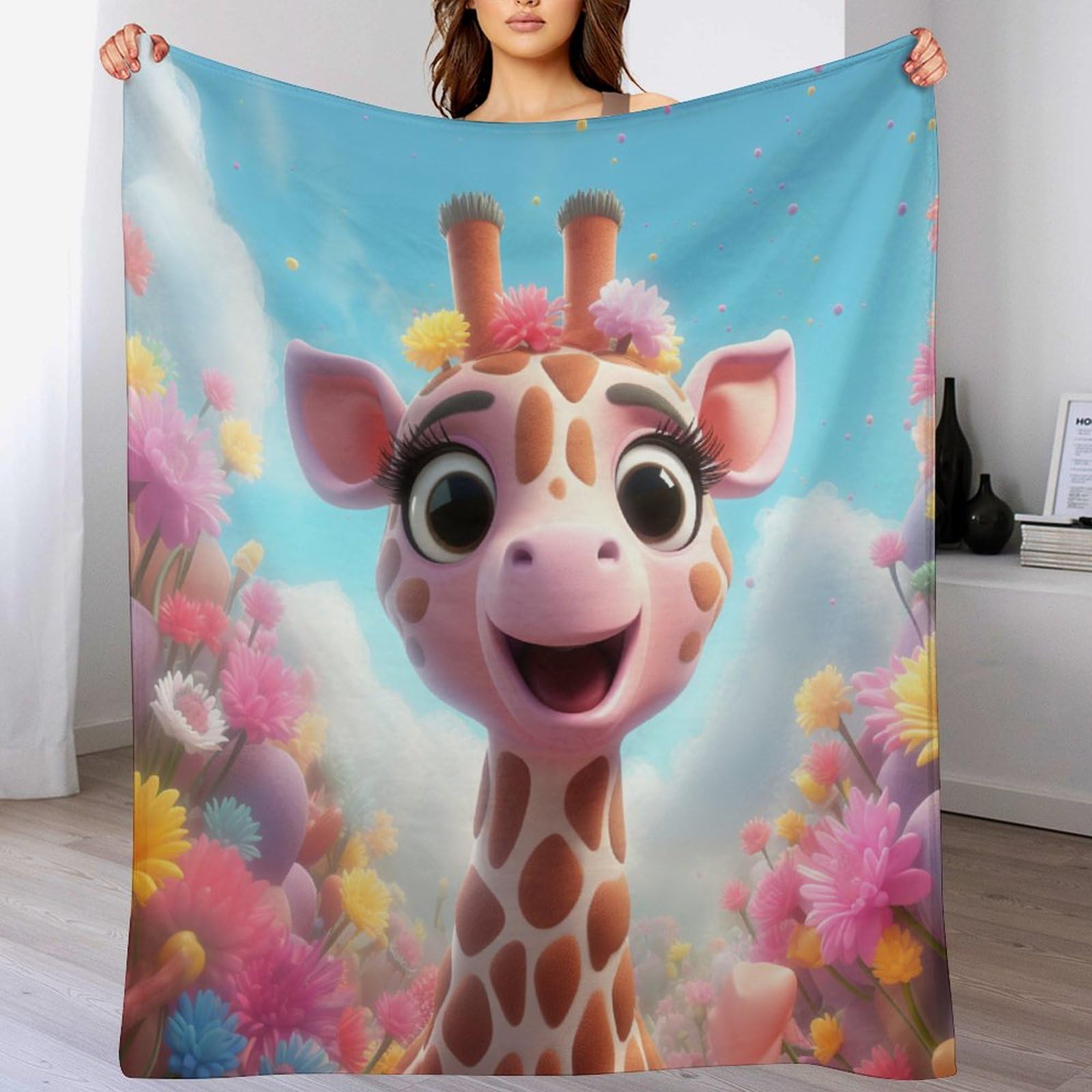 Manta de franela suave de jirafa 100x130cm para sofá y forro polar