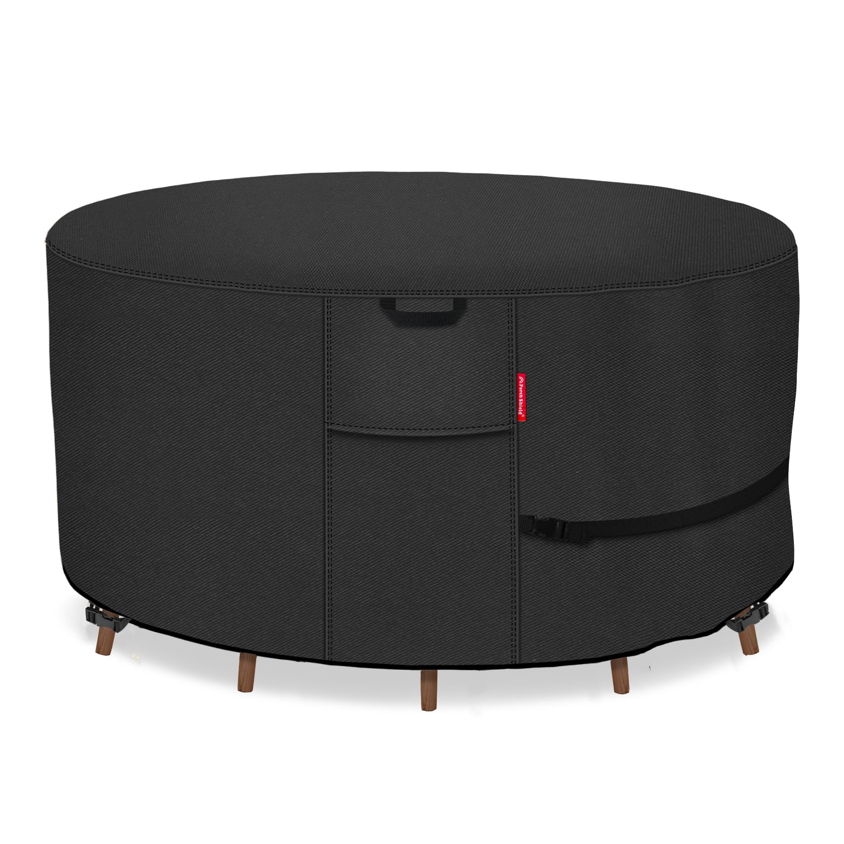 porch shield round patio furniture cover - waterproof 600d heavy duty outdoor table and chairs cover 96 inch, black