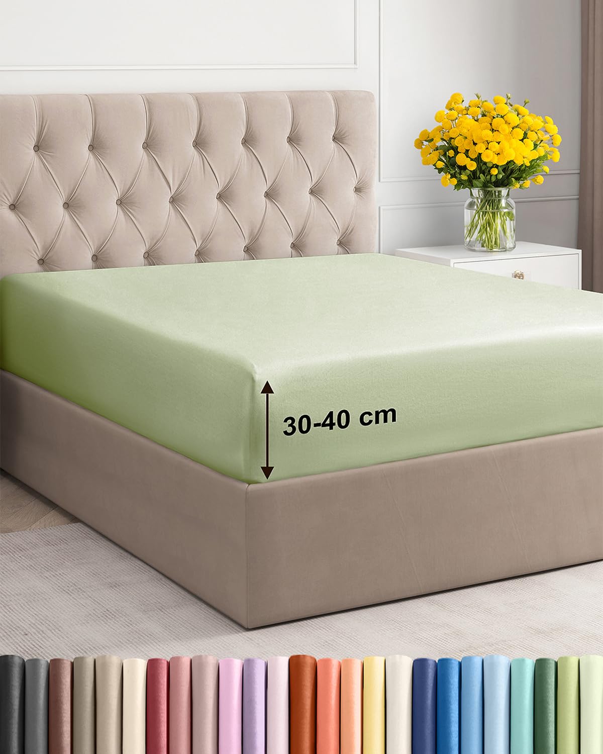 CGK Unlimited Spannbettlaken - Extra Tiefes Spannbetttuch für Matratzen bis 30 cm (12