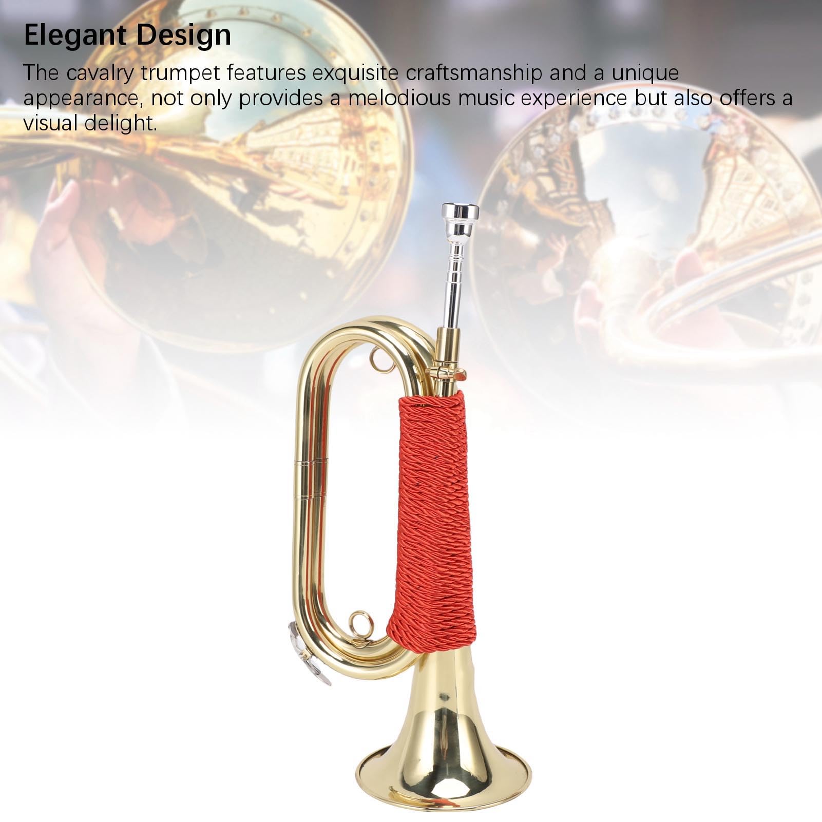 CHICIRIS Messing-Signalhorn, Vergoldet, Trompete mit Klarem Klang und Rot Geflochtenem Griff, Signalhorninstrument für die Ehrengarde der Sommercamp-Schulband