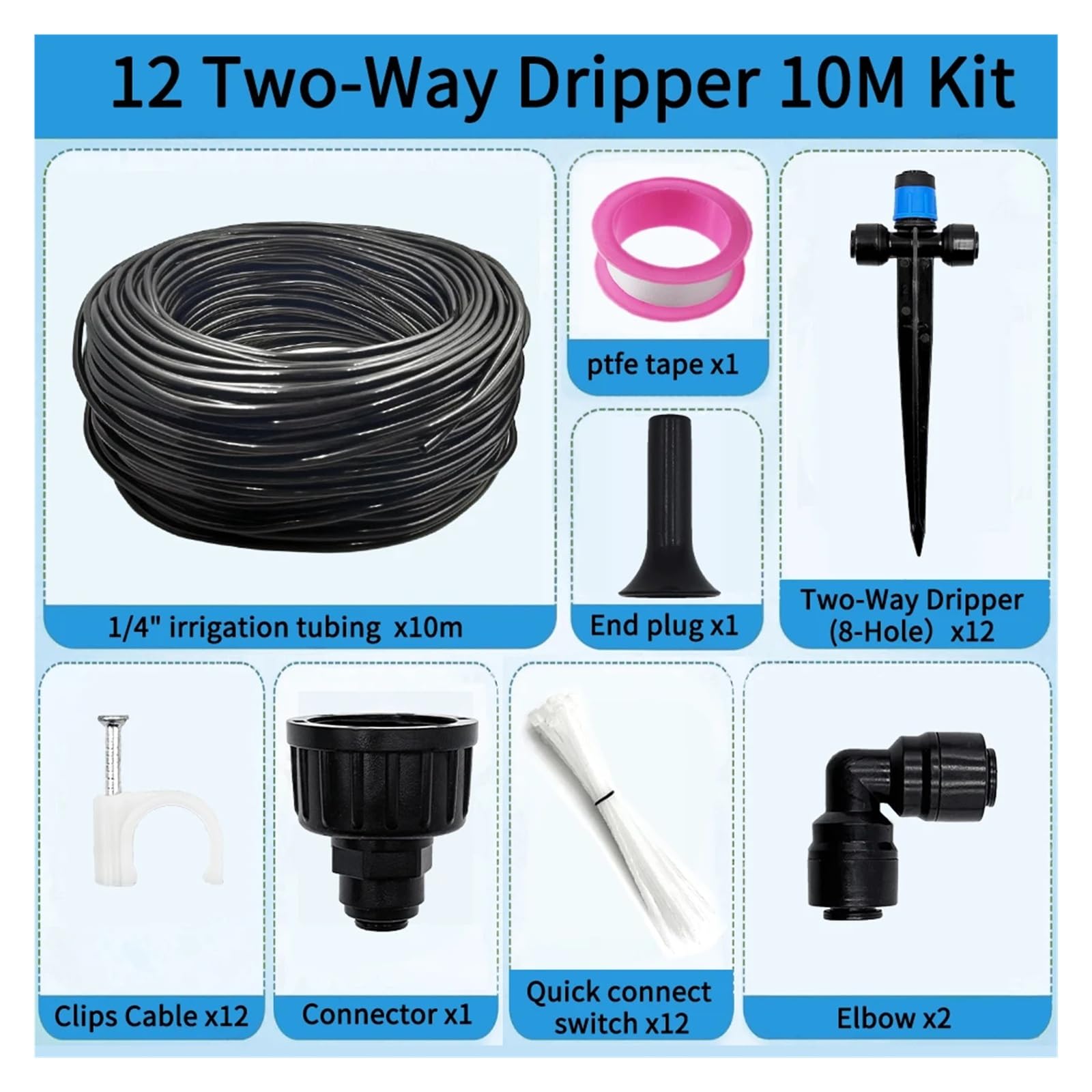 Kit di irrigazione a goccia a collegamento rapido, sistema di irrigazione del giardino Set di attrezzature for l'irrigazione automatica fai-da-te for serra con letto rialzato(10M)