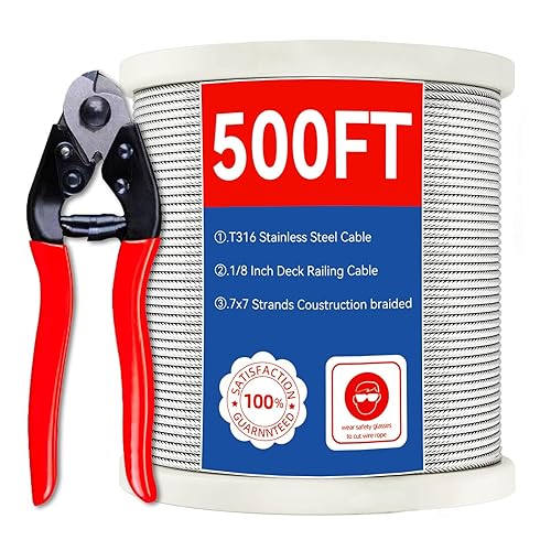 Cable de acero inoxidable T316 de 18 pulgadas, barandilla de cubierta de cuerda de alambre, cable de avión para kit de cables de barandilla de
