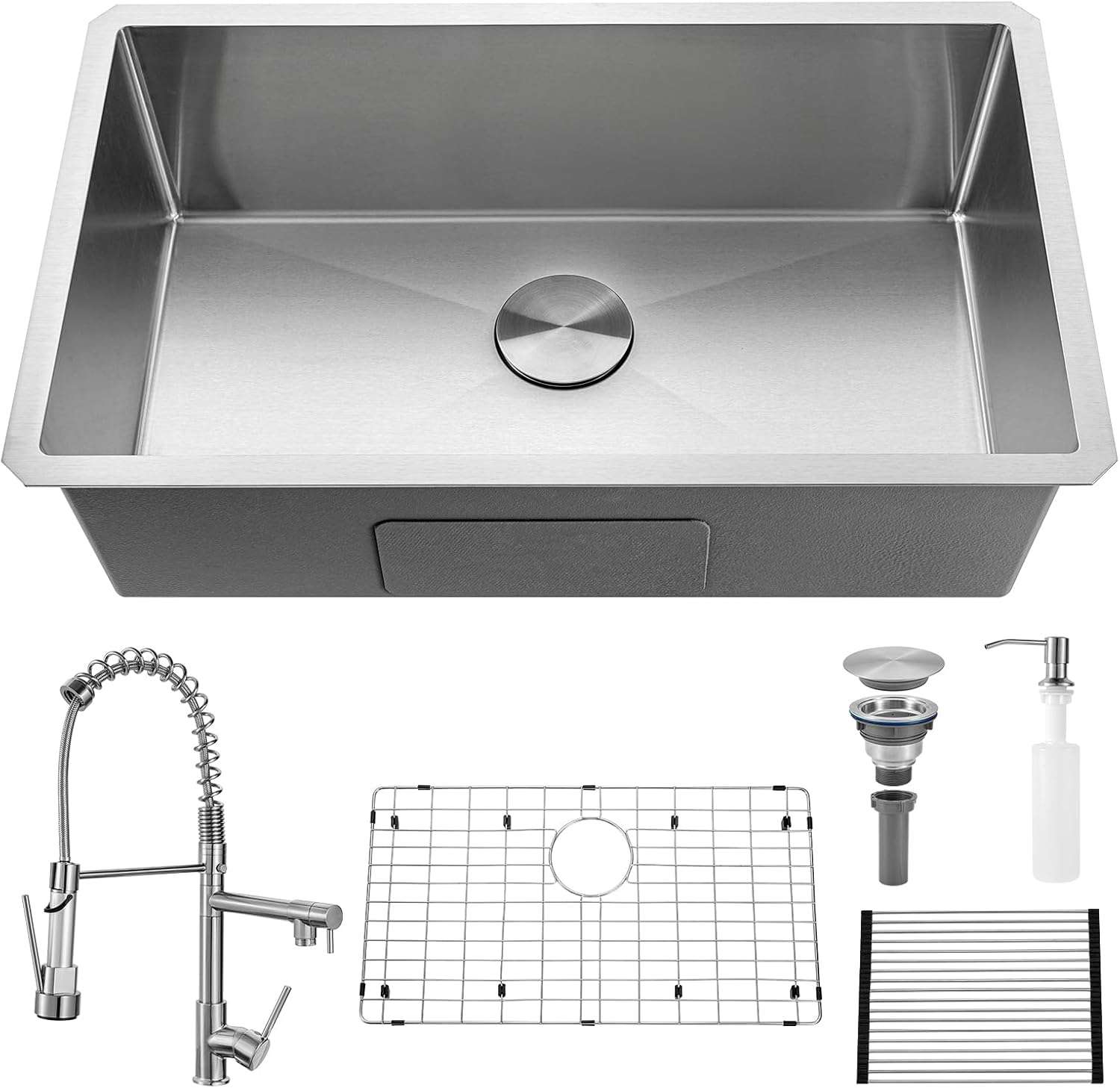 Kitchen Sink 30 Inch Undermount Kitchen Sink with Faucet Combo Modern Single Bowl Workstation Sinks Under Mount Stainless Steel Deep kitchen Sinks