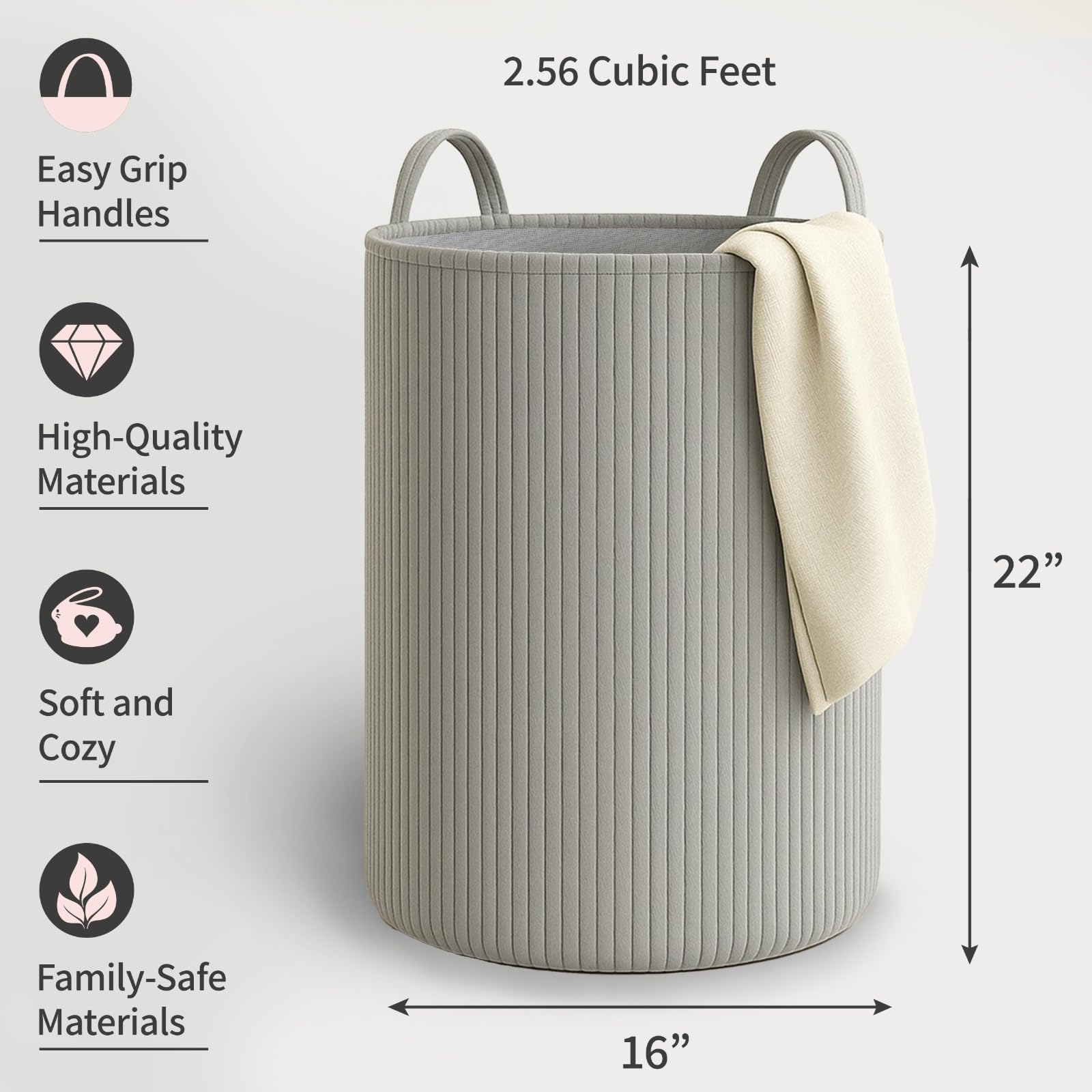 PUTSKA Laundry Basket, Blanket Basket for organising Décor and Toys, Clothes Hamper, Perfect for Baby and Kids Room Nursery - Image 3