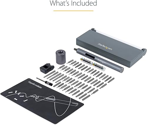 Miniatura 6 de StarTech.com Juego de destornilladores eléctricos de precisión de 55 bits, kit de destornillador de puntas inalámbrico portátil con batería para