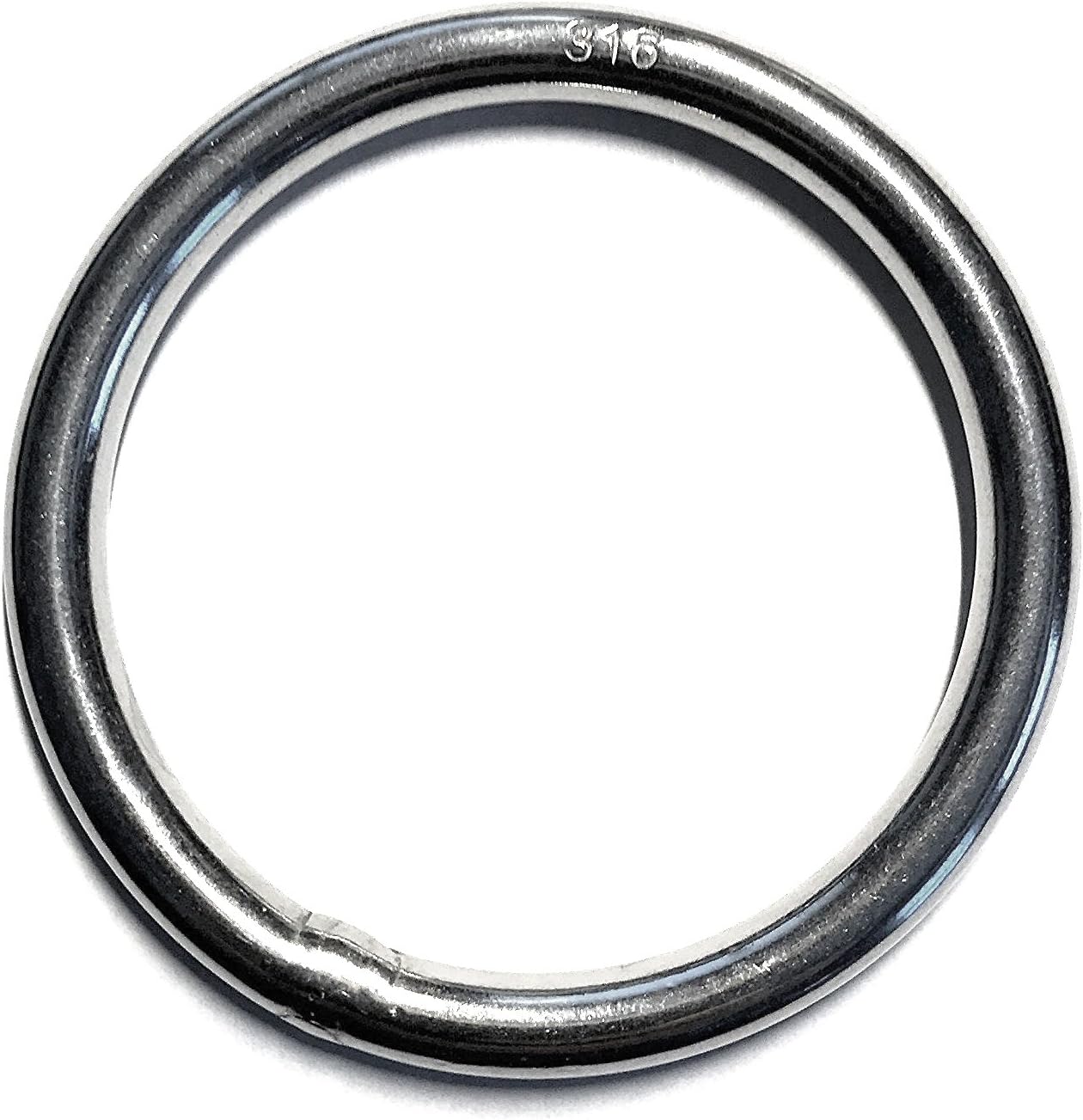 Stainless Steel 316 Round Ring Welded 6mm x 50mm (1/4" x 2") Marine Grade